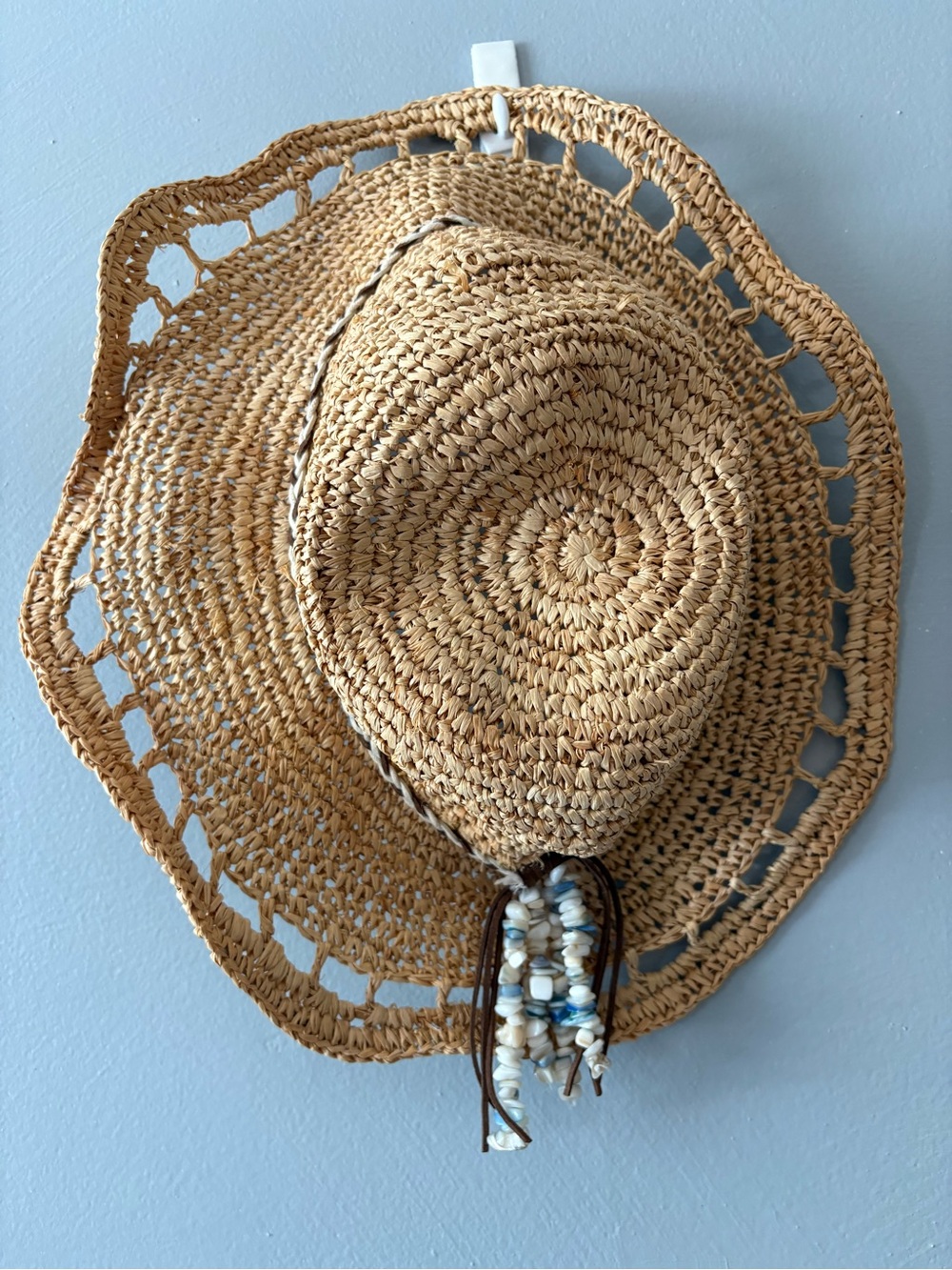 Michael Stars Woven Straw Sun Hat with Shell Tassel